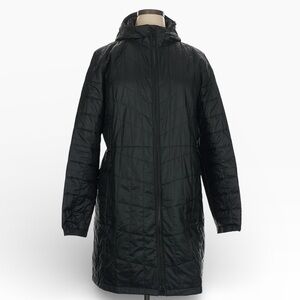 L.L. Bean Primaloft Packaway Long Puffer Coat Size XL Black Lightweight Travel